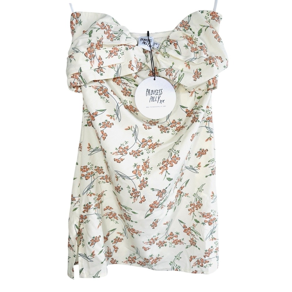 Princess Polly Irena Strapless Mini Dress Floral Cream NWT Size 4 Summer Party